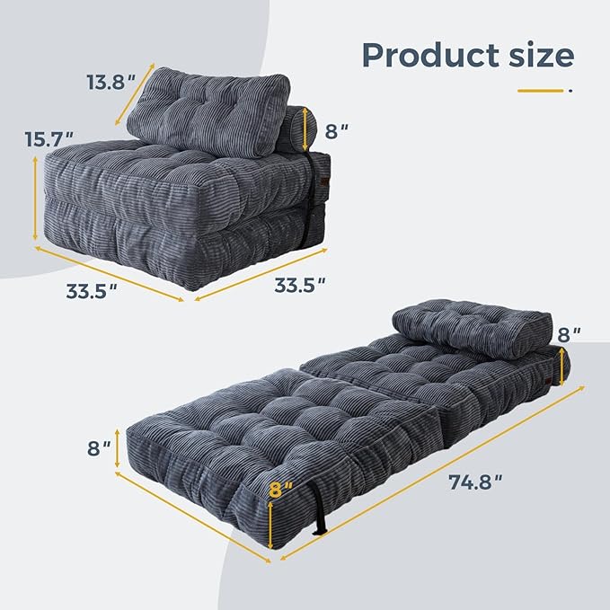 MAXYOYO Folding Sofa Bed, Convertible Sleeper Chair