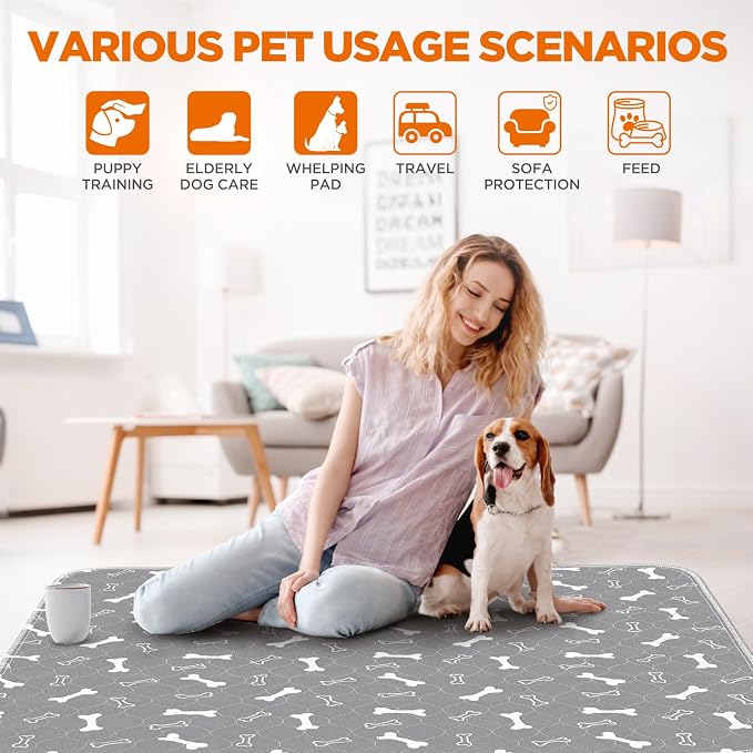 Washable Pee Pads for Dogs, 2 Pack Large 36"x41" Fast Absorbent Reusable Puppy Pads , 100% Waterproof Non Slip and Leak-Proof Whelping Pads Potty Training Pads for Crate, Playpen, Bed, Sofa