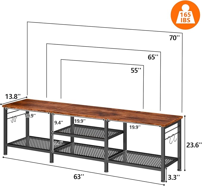 Furologee TV Stand for TVs up to 70 Inch, 63 Inch Entertainment Center