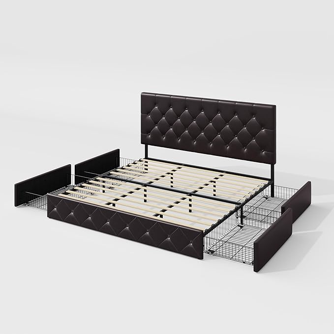 Allewie Upholstered King Size Platform Bed Frame