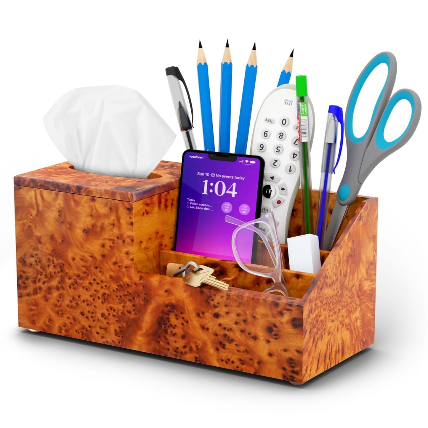 Womens nightstand Organizer -Organizer Box-Tissue Cover Box-Makeup Box Organizer-Wooden Tissue Holder Box Storage-Desk Organiser-Tissue Box with Storage Tray-Tissue Organizer Holder-Wood Tissue Box