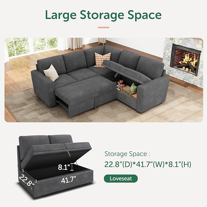 HONBAY Modular Sectional Sleeper Sofa