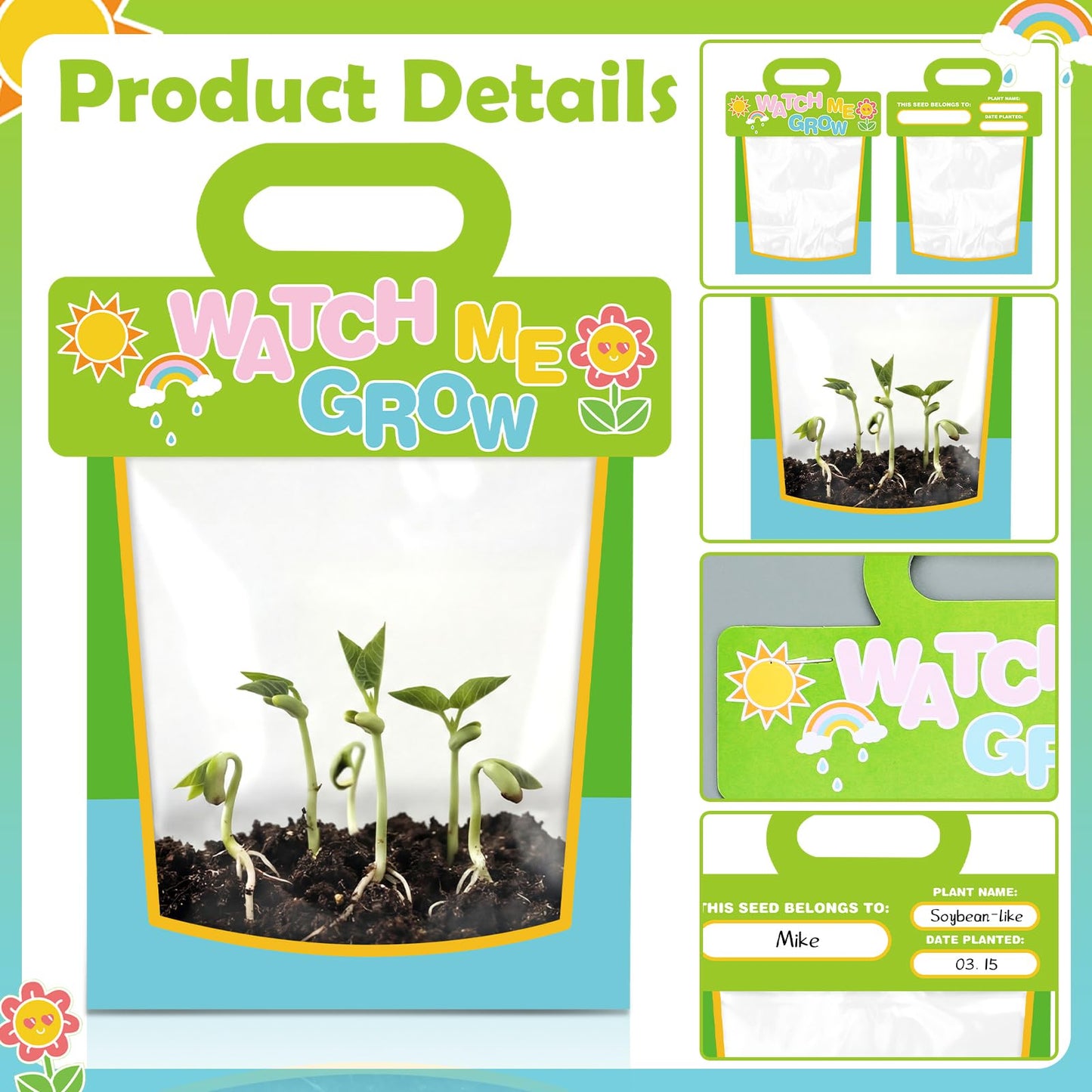 Harloon 36 Clear Vinyl Pocket See Through Greenhouses Set with Cardstock Clear Greenhouse Plastic Teaching Science Craft Supplies for Science Project Themed Birthday Party Greenhouse