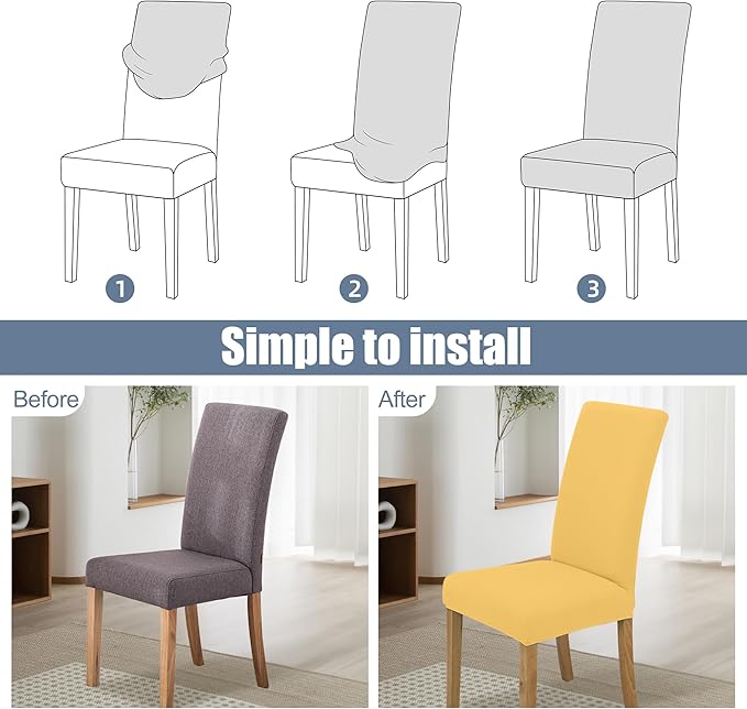 BIETYONE Stretch Dining Chair Covers Set of 6, Soft Removable Washable Kitchen