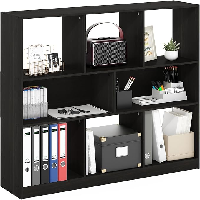 Furinno DALY Book Shelf, 8-Cube Bookshelf, Horizontal Cube Storage Organizer