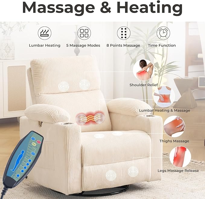 Oversized Power Recliner Chair Swivel Glider