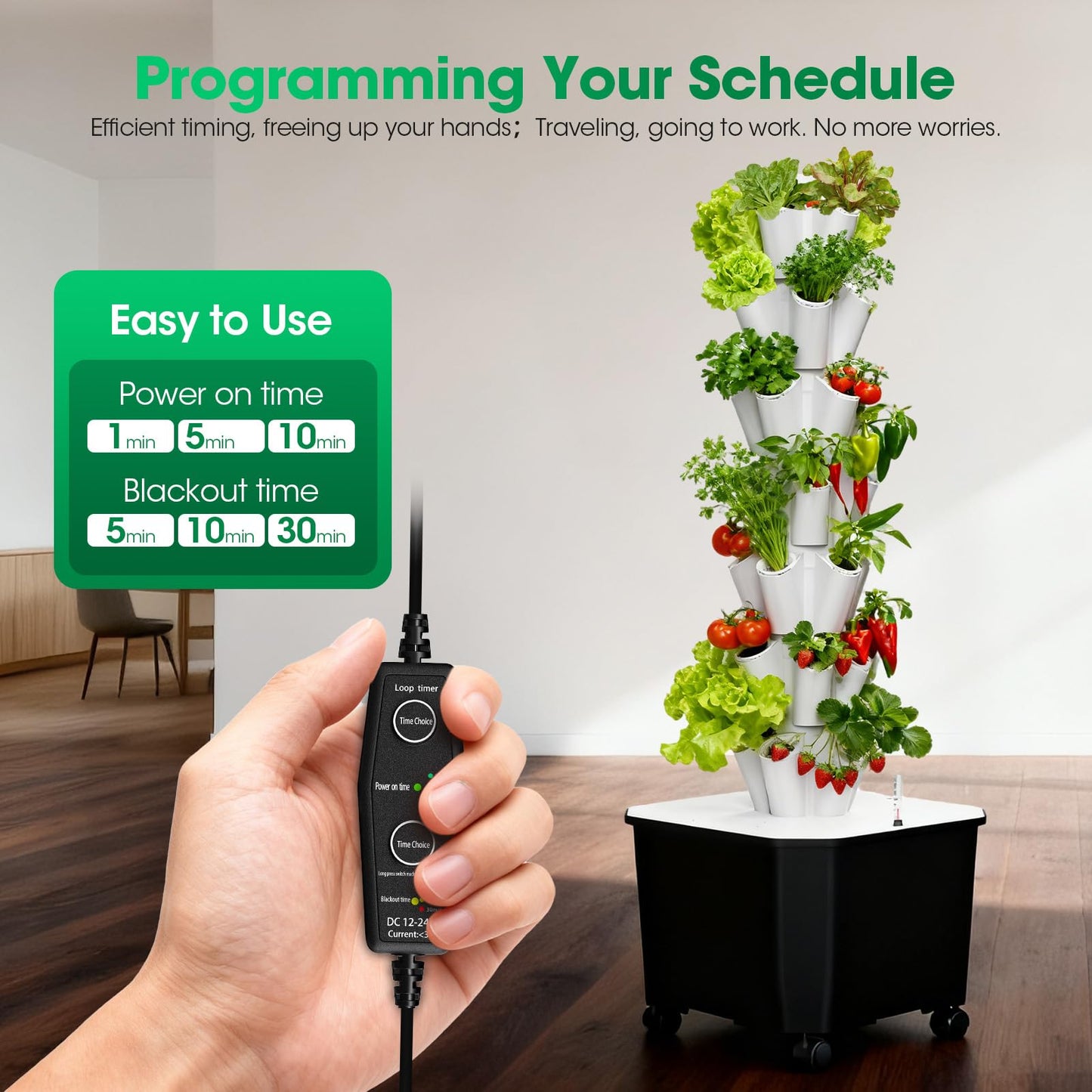 Vertical Hydroponic Tower,7Layer 35 Pods Tower Garden Growing System with 12V Water Pump& 24h Smart Timer,BPA-Free Modular Indoor/Outdoor for Hydroponic Gardening Lovers Planting Vegetables.45inch