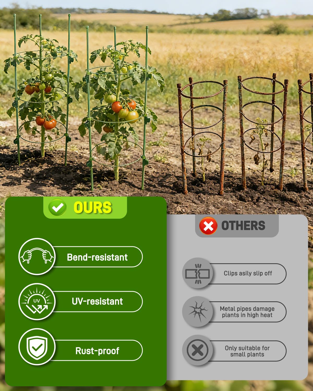 4 Pack 35.4" Tall Tomato Cages for Pots and Containers, Adjustable Tomato Plant Support with Sliding Clips, Plastic-Coated Metal Tomato Trellis Cage for Patio, Raised Bed & Garden Vegetables