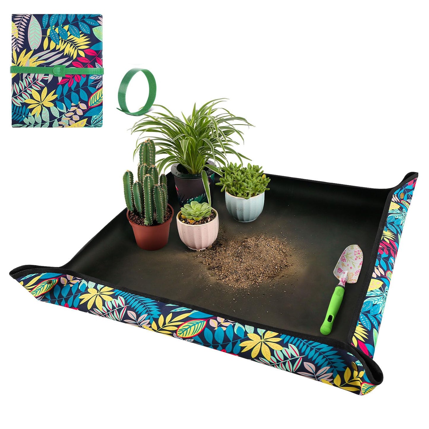Repotting Mat for Plant Transplanting and Mess Control 29.5"x 29.5" Oxford Fabric Waterproof Potting Foldable Indoor Portable Gardening Tray Unique Gifts Lovers