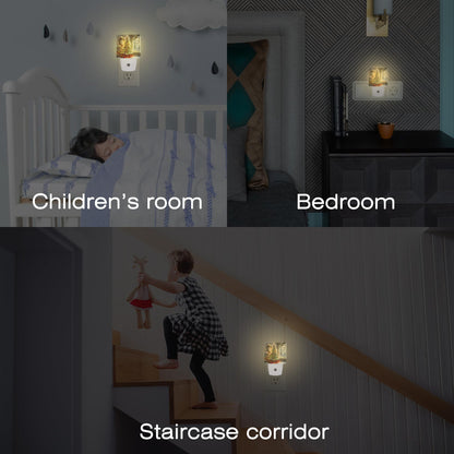 Christma Room Full of Gifts Night Light, Christmas Tree with Red and Gold Ornaments Dusk to Dawn Night Light Plug in, 0.5w Energy Saving Sleep Friendly NightLight for Kids Boys Girls Home Decor
