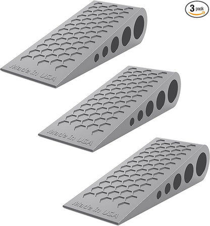 Door Stoppers for Bottom of Door Premium Floor Rubber Door Stop Wedge Made in USA Heavy Duty Honeycomb Design for Carpet, Tile, Ideal for Home, School, Commercial,Gray 3 Pack