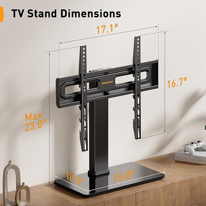 Perlegear Table Top TV Stand Mount, Universal Swivel TV Stand