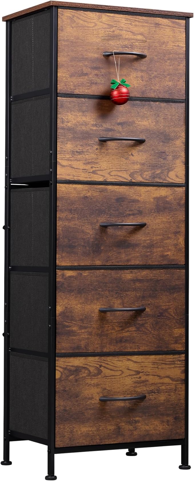 WLIVE Fabric Dresser for Bedroom, 5-Drawer Tall Dressers, Storage Organizer