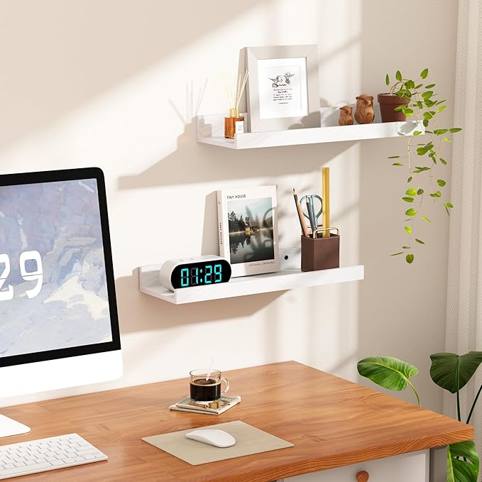 upsimples Floating Shelves for Wall, Wall Shelves for Decor Storage Set of 6