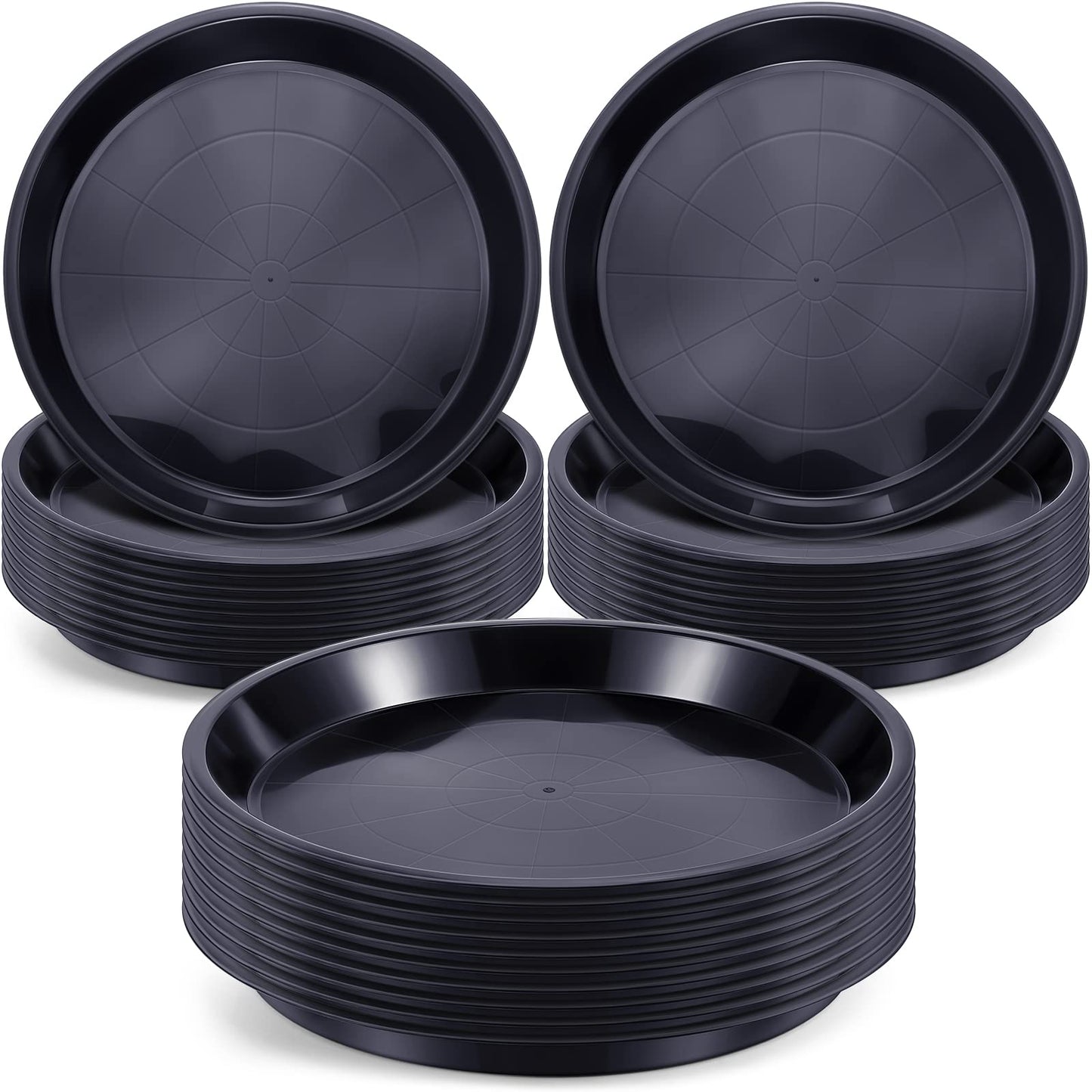Sawysine 30 Pack Plastic Plant Saucer Round Drip Trays Black Flower Pot Saucers Thick Plant Dish Sturdy Water Tray Heavy Drainage Potted Container for Indoor Outdoor Garden (12 Inches)