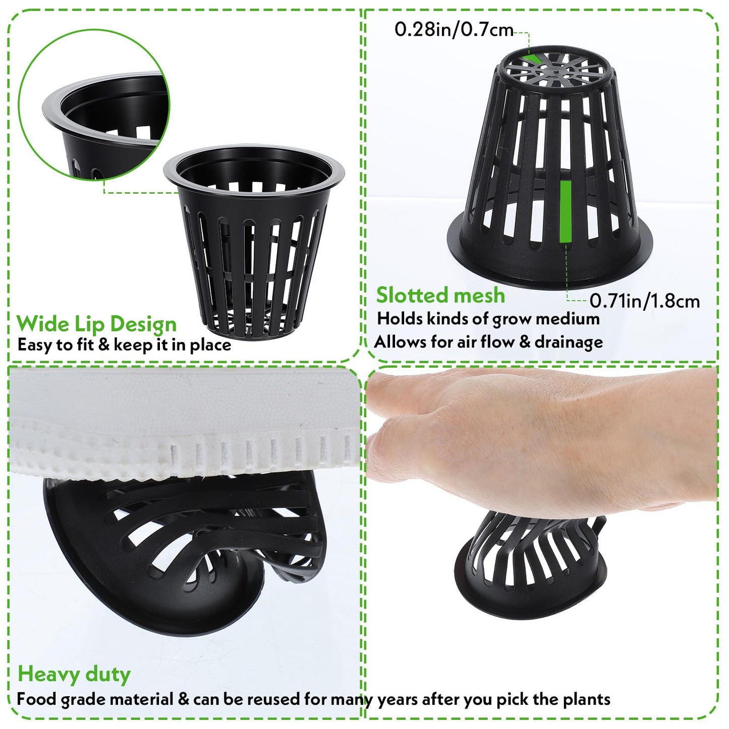 Lemecima 200PCS 2 inch Net Pots,Hydroponics Cup, Net Cups for Indoor or Outdoor Growing