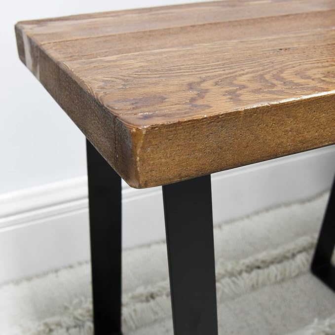 Home Soft Things Natural Old Pine Wood Rectangle Entryway Bench, Sturdy Hand