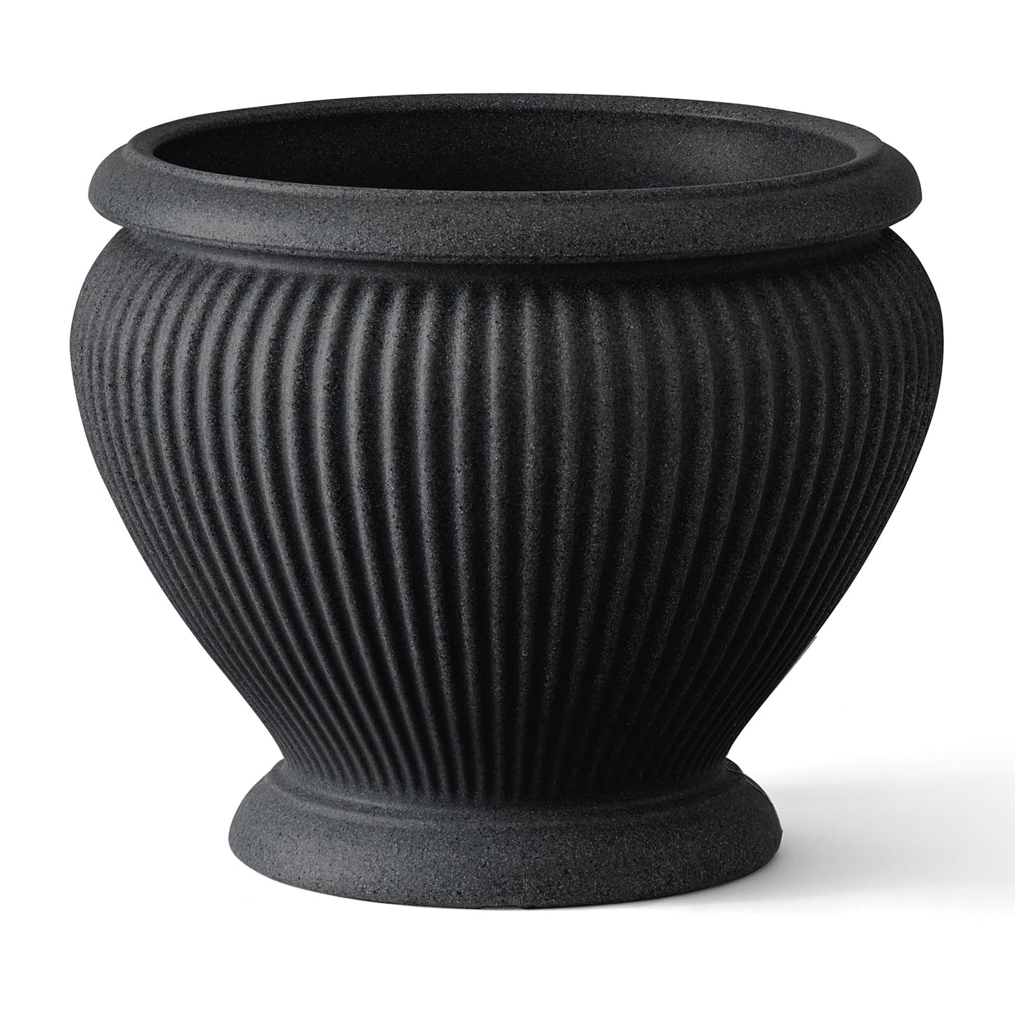 ARBORA 18" Cannes Urn Polyresin Indoor and Outdoor Planter with Classic Black Finish - Durable, Weatherproof, Lightweight, Large Plant Pot for Patio, Garden, Deck, Entryway