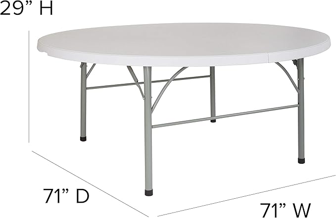 Flash Furniture Stonewall 6' Round Plastic Folding Event Table