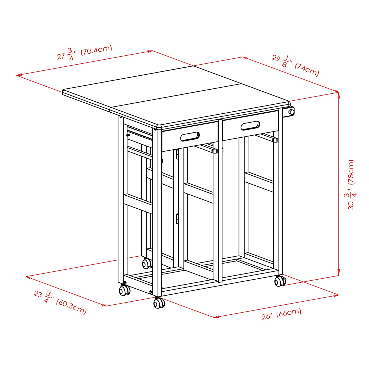 Winsome Suzanne Space Saver Set, for Kitchen, 33", Coffee