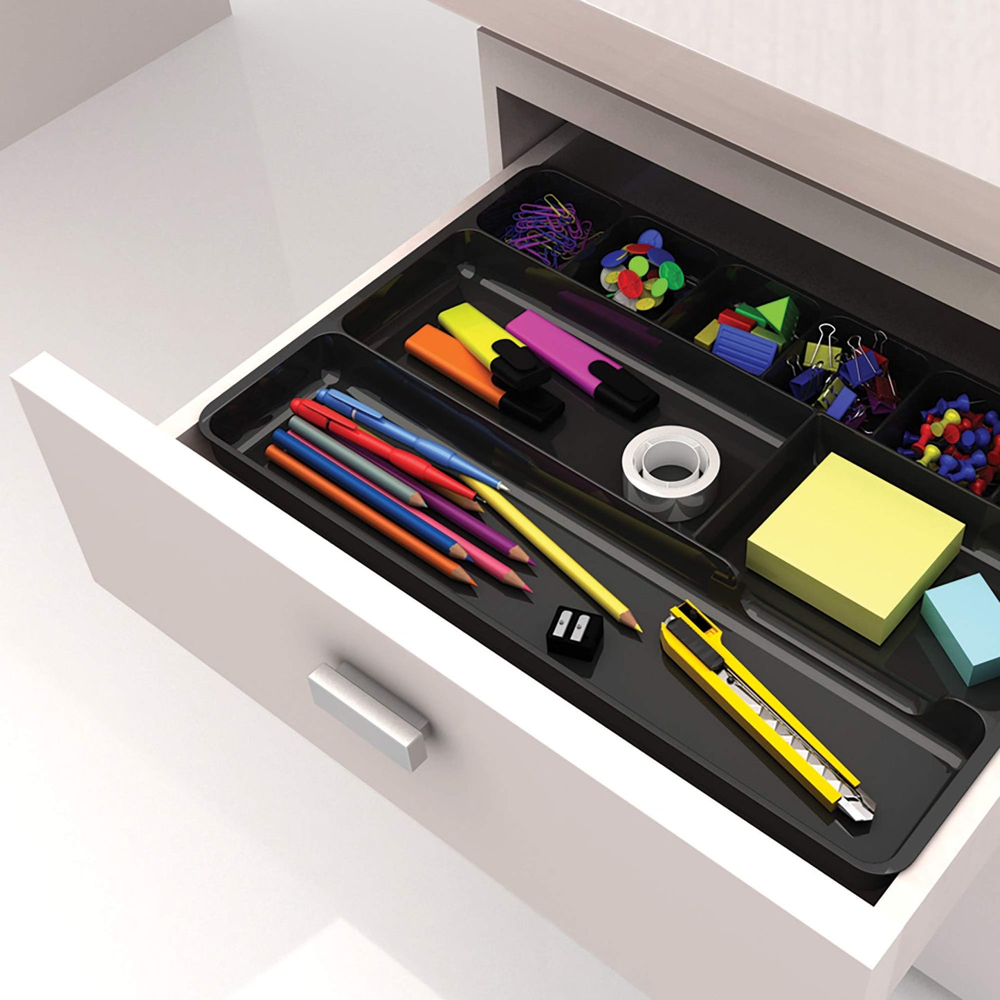 Deflecto 38104 Sustainable Office Desktop Organizer, 1" x 14" x 9", Black