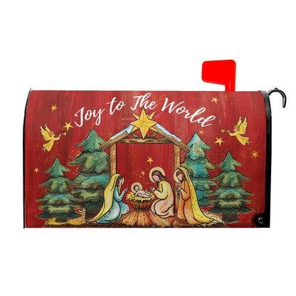 Kawani Merry Christmas Mailbox Covers Christmas Joy to The World Mailbox Wraps Magnetic Large Size 21x25.5 Inch Christmas Religious Post Letter Box Cover Winter Holiday Outdoor Decoration