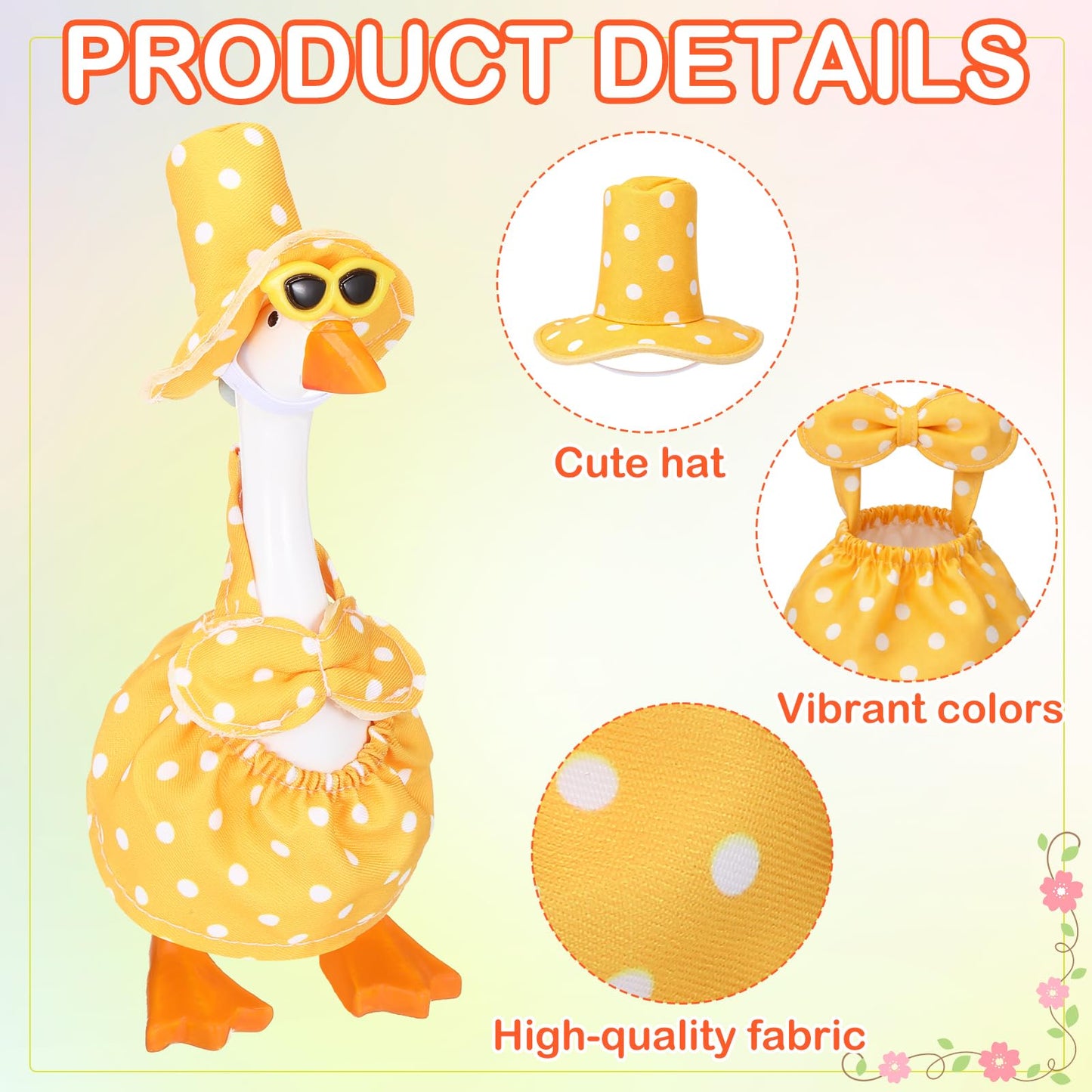 FuWeave 8 Set Holiday Porch Goose Outfits 250th Anniversary Summer 4th of July Fall Halloween Christmas Valentine St. Patrick Easter Lawn Porch Goose Clothing for Patio Yard Lawn Decor(Style1,7 Inch)