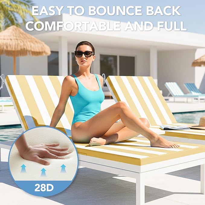 L'AGRATY Outdoor Lounge Chaise Cushion: 72x21x3 Inch Waterproof Lounge Chair