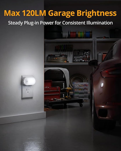 Lyridz 120LM Ultra Bright Plug-in Motion Sensor Night Light, Stepless Dimmable LED Nightlight, Always-On and Auto-Off, for Hallway, Stairs, Bathroom, Bedroom, Garage, Cool White (4-Pack)