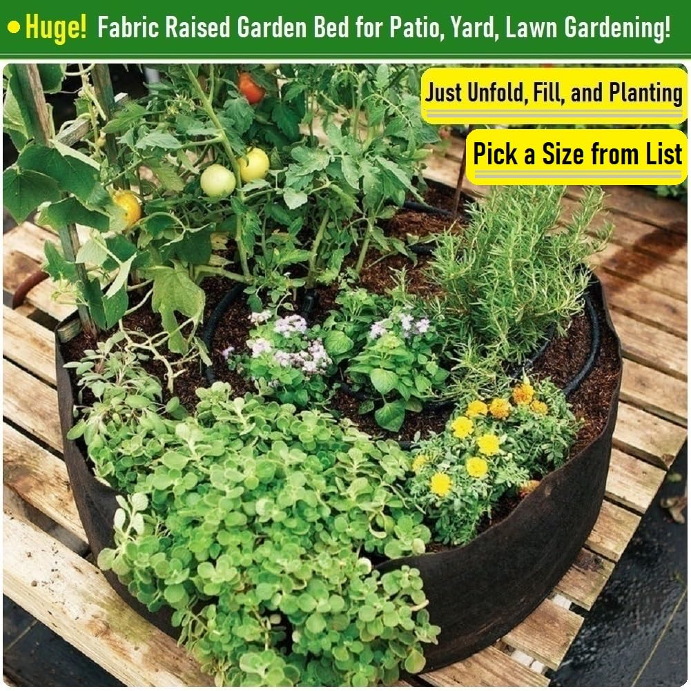 200 Gallon Big Raised Garden Bed Bag (50x24 inch) Large Plant Grow Bag for Tomato,Potato Planter,Herbs Veggies Planter,Flower Bed,Plant Container,Yard Waste,Lawn Debris,Leaf Bag with Gardening Gloves