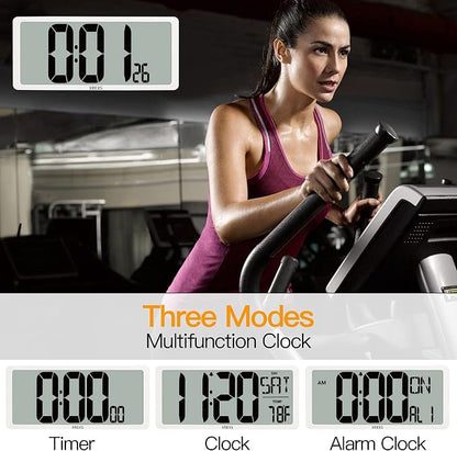 XREXS Large Digital Wall Clock with Backlight, 16.9 Inch Jumbo LCD Screen with Time/Calendar/Temperature Display, Alarm Clocks for Bedroom Home Decor, Count Up & Down Timer (Batteries Included)