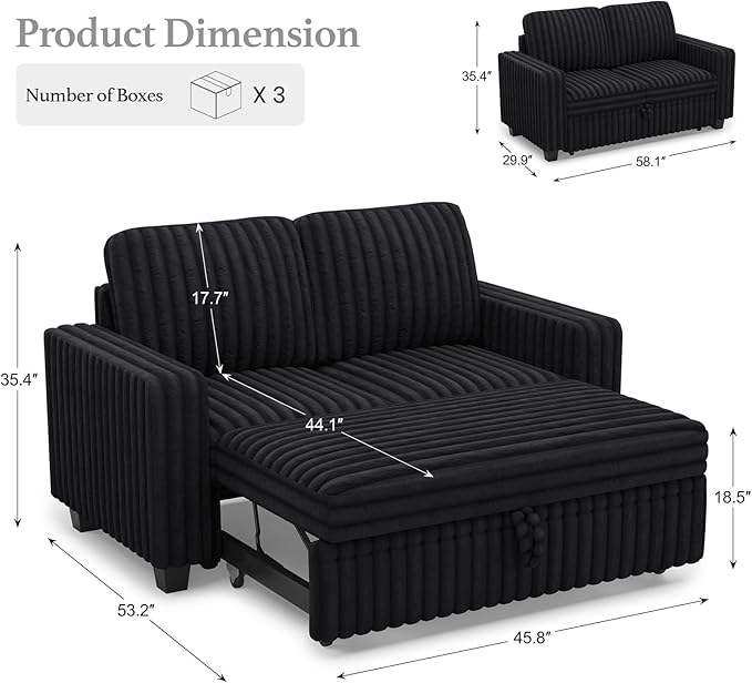 Belffin Corduroy Sectional Sleeper Sofa