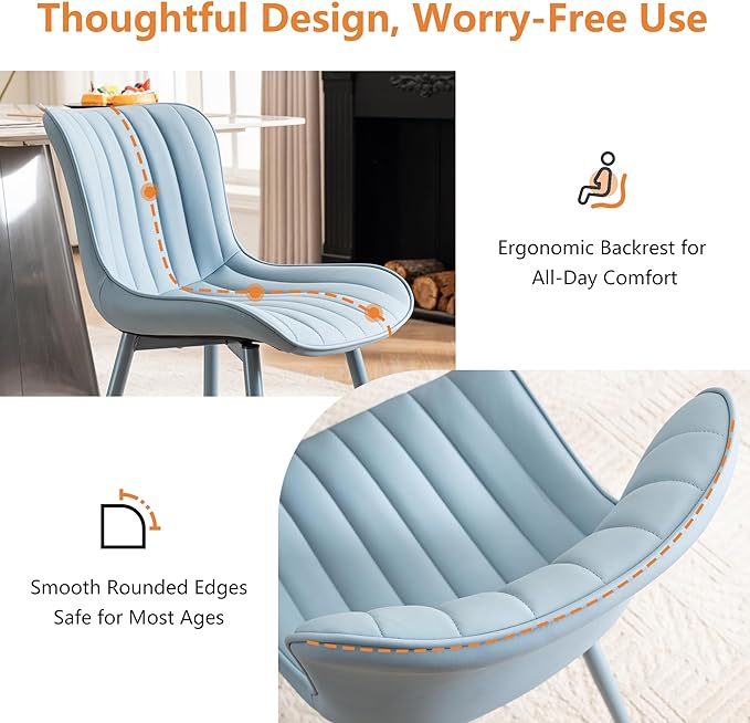 YOUNUOKE Mid-Century Modern Dining Chairs Set of 2, Armless Accent Chair