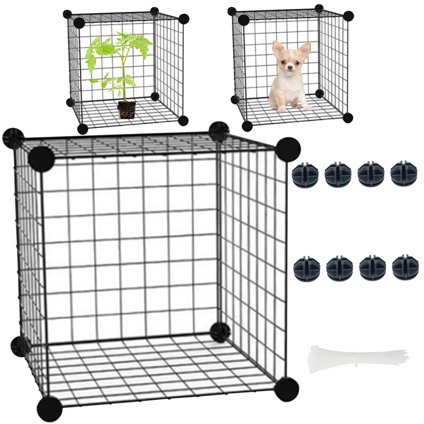 Vistnale 5 Sheet Plant Protectors from Animals, 12x12 Plant Cage, Heavy Duty Chicken Wire Cloche with Fixed Buckle, Garden Cloches for Plants ＆ Pet Cage| Cages Supports