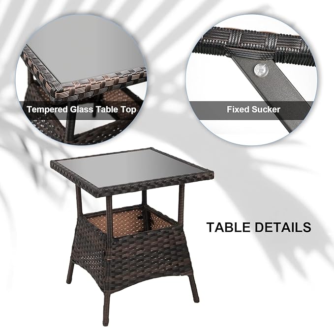 LEVELEVE 3 pcs Rocking Bistro Set Conversation Chairs PE Wicker Outdoor Rocking