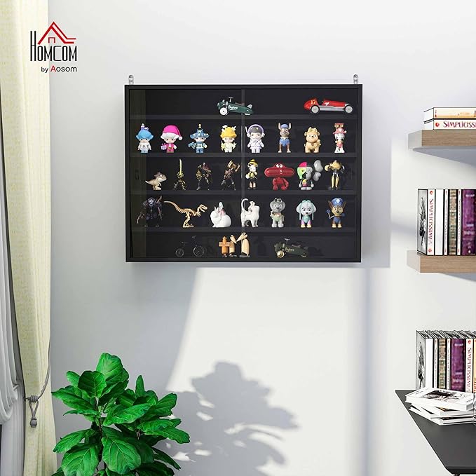 HOMCOM 5-Tier Display Cabinet, Glass Door Cabinet