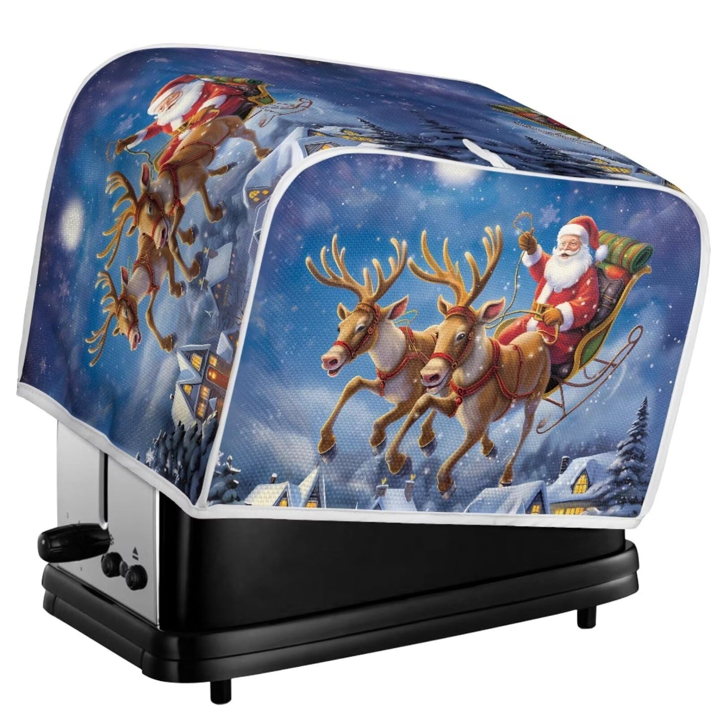 ASQVTIFE Christmas Santa Claus Toaster Cover 4 Slice for Kitchen Toaster Christmas Ornament Small Appliance Dust Cover Toaster Oven Covers for Kitchen Counter Bread Machine Oven Dust Covers