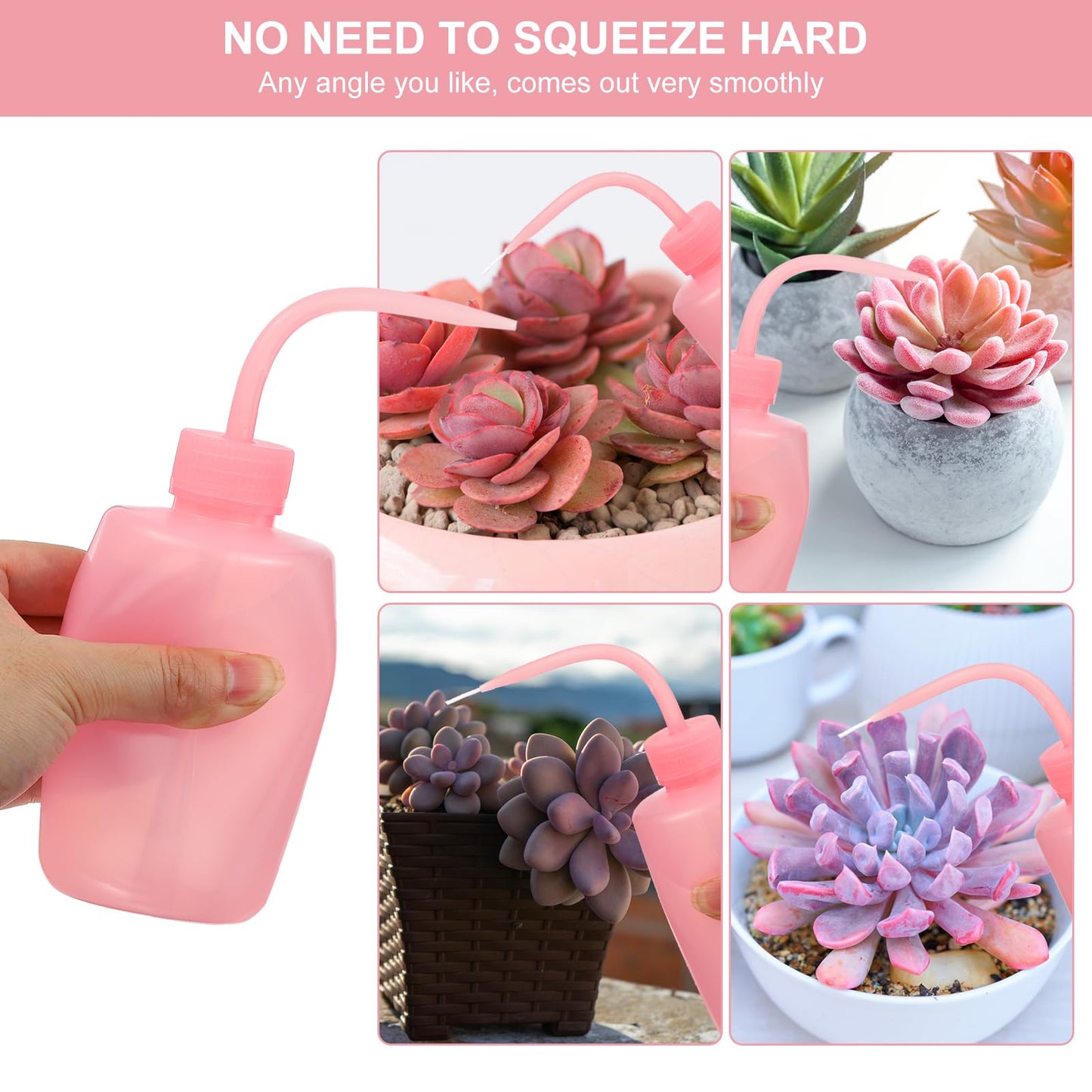 PATIKIL 500ml 17oz Succulent Eyelash Tattoo Wash Bottle, 6 Pcs Plastic Watering Squeeze Bottle Rinse Bottle for Plant Eyelash Extensions Irrigation Lab Gap Cleaning, Clear