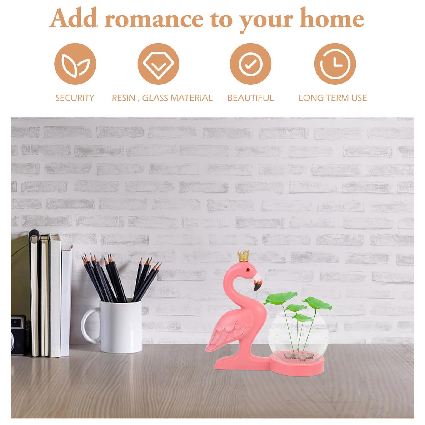 DECORNIJIA Flamingo Hydroponic Plants Vase Glass Desktop Plant Terrarium Flower Container for Home Décor Table Centerpiece