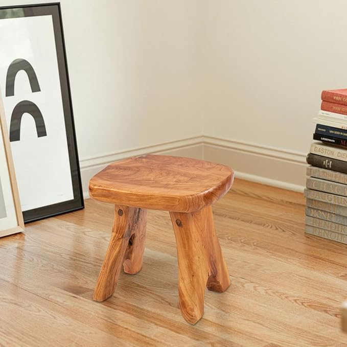 Greenage Cedar Roots Wooden Stool Naturally Shape 10" x 13.5" x 12.2" H Wood