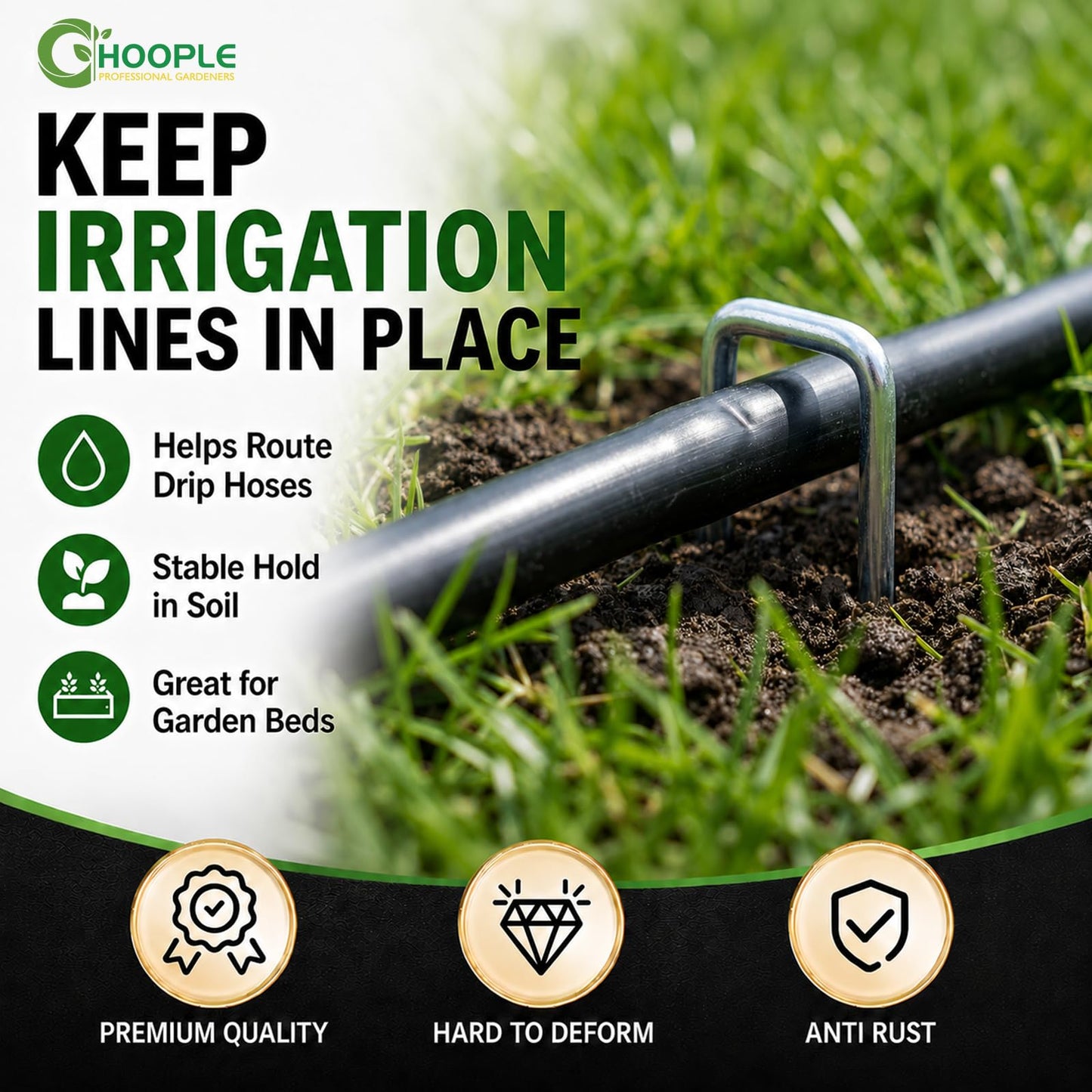HOOPLE 100 Pack 6 Inch 11 Gauge Heavy Duty Galvanized Landscape Staples, Garden Stakes & Sod Pins for Securing Weed Barrier Fabric, Landscape Fabric, Hoses, Netting & Outdoor Decorations