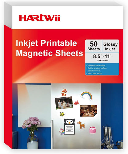 Bulk Printable Magnet Glossy 50 Sheets for inkjet printer Make Refrigerator Photo 13.5mil 8.5 x 11 inches Thick magnetic printer paper for cricut