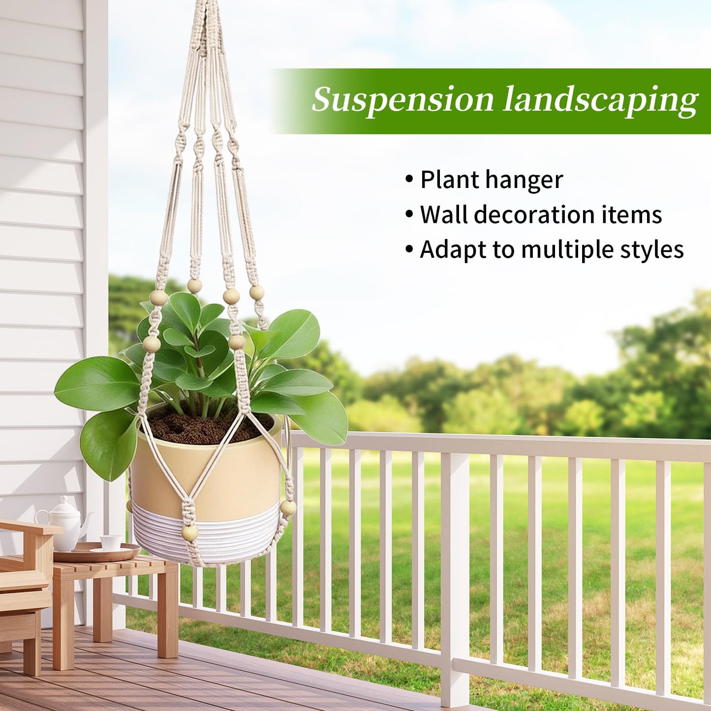 fxnx Bohemian-Style Macrame Plant Hanger Fits pots Sized from 4 to 15 inches in Diameter, Ideal for Hanging planters for Indoor Plants. Hanging Plant Holders is a Perfect Choice.(POTS NOT Included)