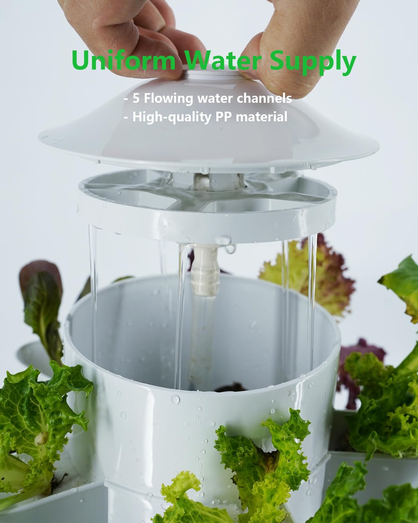 DPROOTS Hydroponic Tower Growing System，45 Pods Vertical Garden，Suitable for Indoor and Greenhouse, Grow Herbs and Vegetables，Houseplant Farming with Water Circulation and Automatic Timer