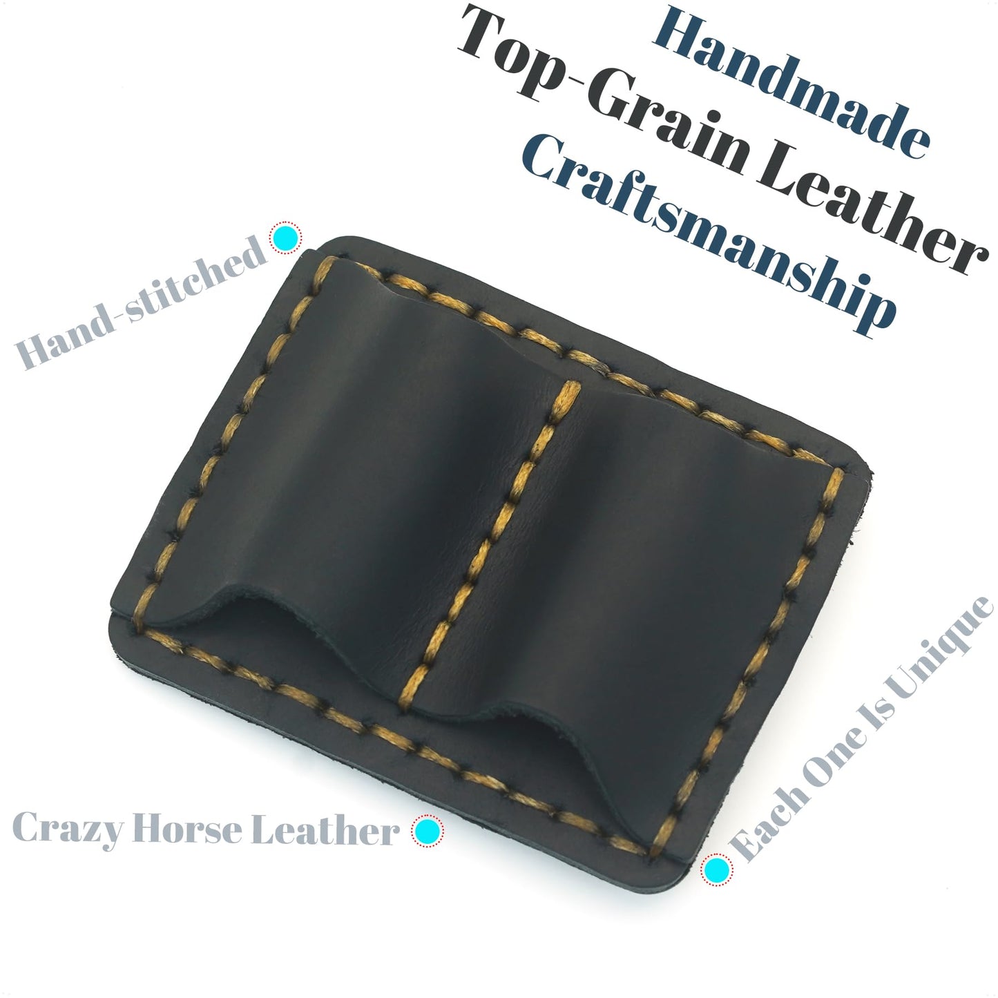 ESSSO Pen Holder for Notebook – Handmade Vintage Top-Grain Leather Notebook Pen Holder with Clip & Pen Loop for Journal, Planner & Bible (Black)
