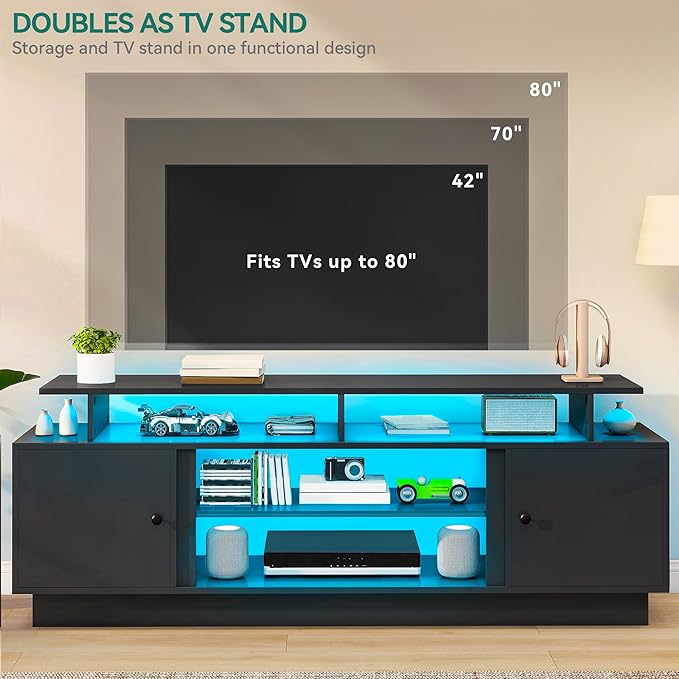 YITAHOME Modern TV Stand for 80 inch TVs, Entertainment Center