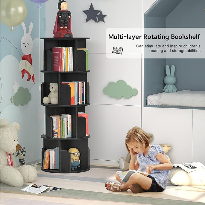Aheaplus Rotating Bookshelf, 360 Revolving Bookshelf Tower