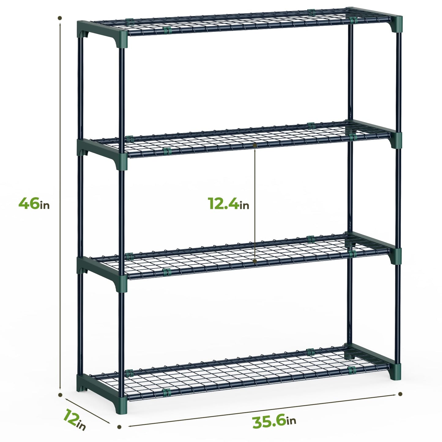 Ohuhu Plant Greenhouse Shelves 4 Tier 2 Pack Extra-Wide Stable Green House Shelving for Outdoor, 35x12x42 Inch Portable Rustproof Metal Shelf Plant Stand Rack Greenhouse Accessories