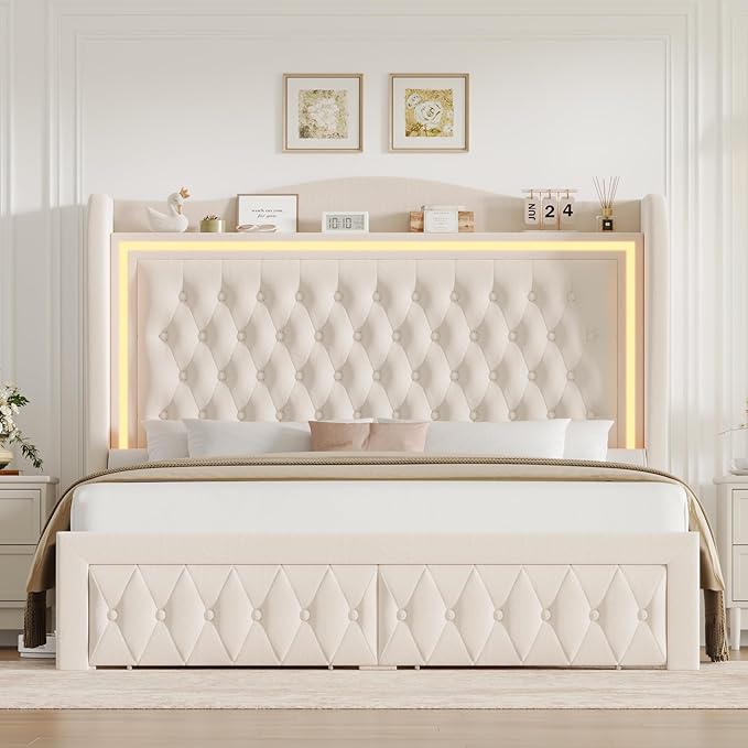 King Bed Frame 55" Tall Headboard