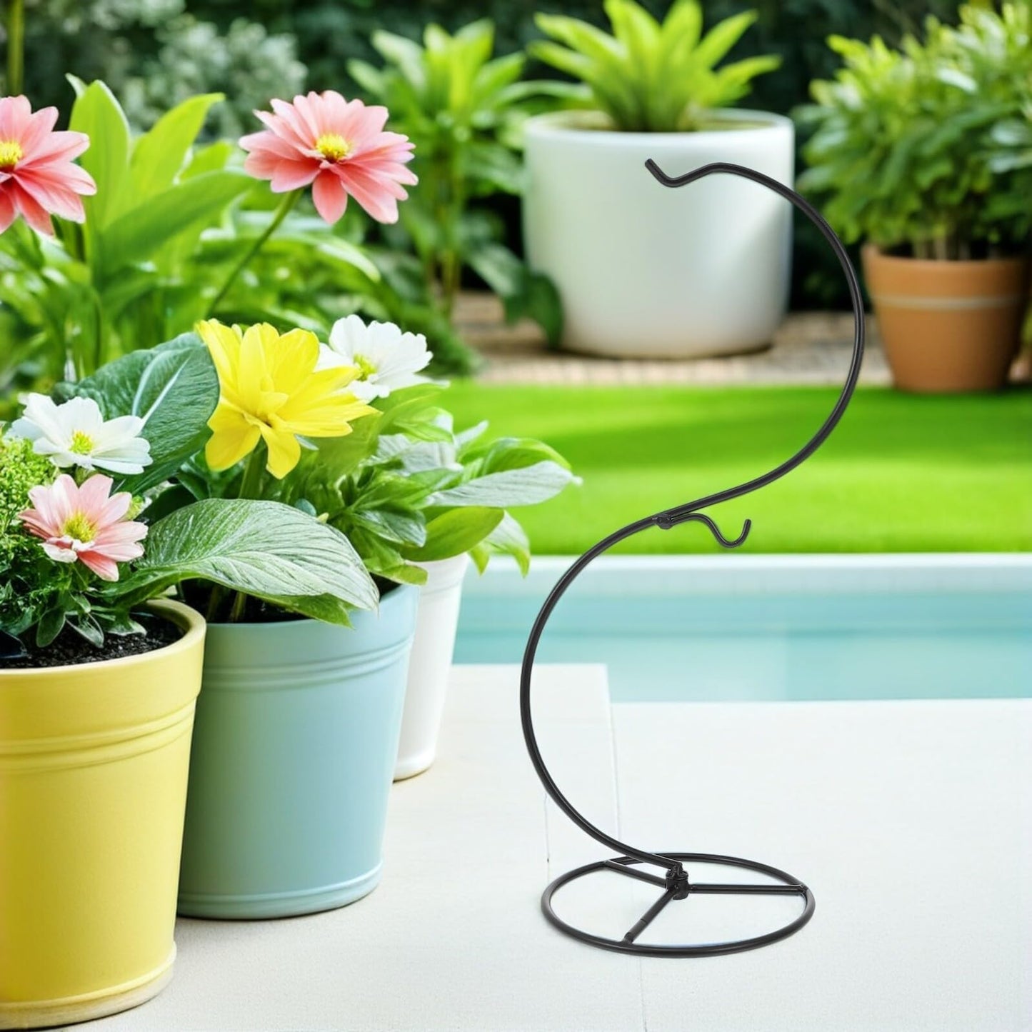 HOOTNEE 2pcs Iron Wire Plant Hanging Hooks S-shaped Air Plant Holder 14x34.2cm for Home Décor, Seasonal Ornament Stand, Glass Ball Terrarium Display